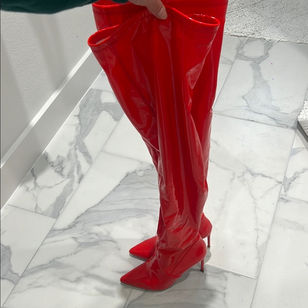 Red Women's Knee-High Boots